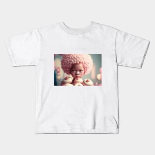 Girl girl holds up yummy donuts Kids T-Shirt